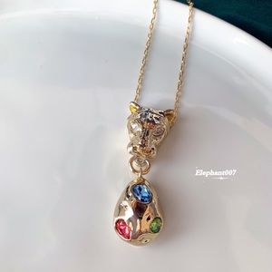 Alexis Bittar 18k gold plate panther pendant necklace